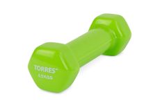 Гантель 0,5 кг Torres металл в виниловой оболочке, форма шестигранник PL522201 салатовый